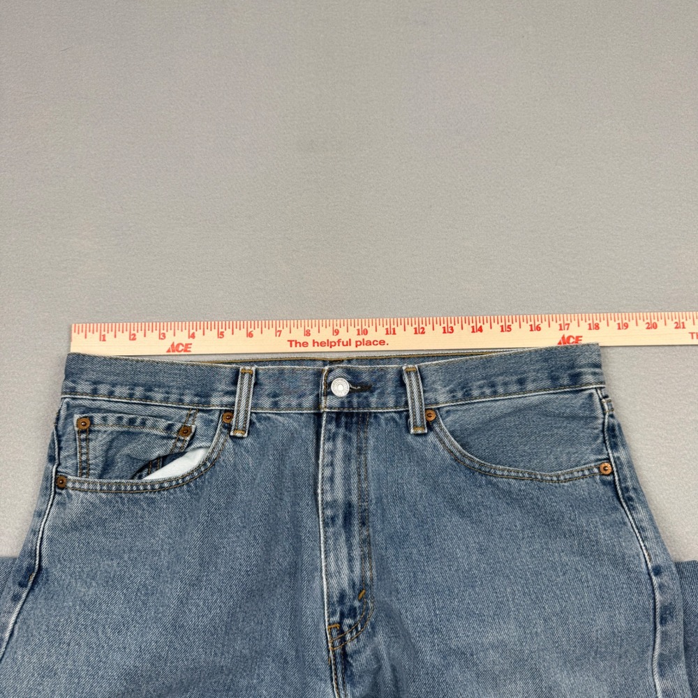 Levis 505 Regular Fit Jeans Mens 36x29 (36x25) Medium Wash Blue Straight Leg - Picture 4 of 12